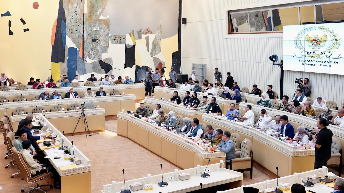 Raker Kementerian ATR BPN dengan Komisi II DPR RI terkait pagu anggaran setelah efisiensi. (dok. ATR/BPN)