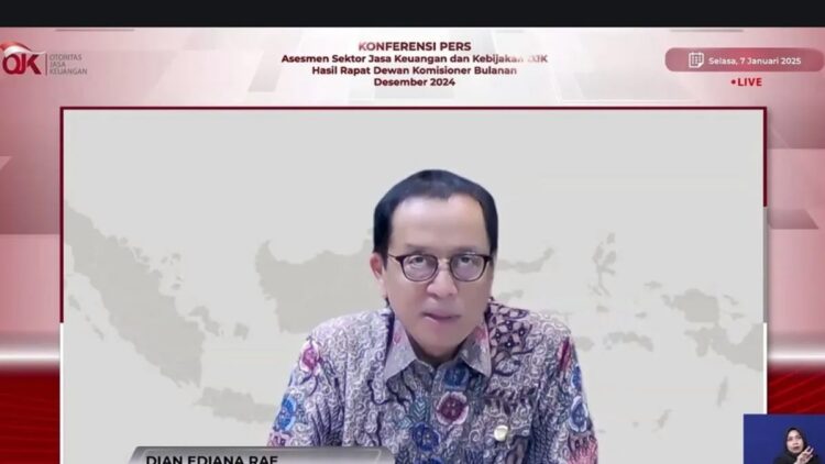 Kepala Eksekutif Pengawas Perbankan OJK Dian Ediana Rae dalam konferensi pers Hasil Rapat Dewan Komisioner OJK Bulan Desember 2024 di Jakarta, Selasa (7/1/2025). (ANTARA/Rizka Khaerunnisa)