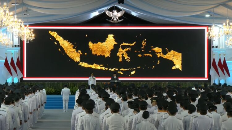 Pelantikan Kepaa Daerah serentak oleh Presiden Prabowo. (dok. tangkapan layar)