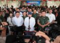 Menteri Nusron memberi keterangan pers usai penyerahan sertipikat tanah Puslatpur di OKU, Provinsi Sumatera Selatan (Sumsel). (dok. ATR/BPN)