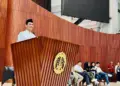 Menteri Pertanian Amran Sulaiman beri sambutan pada Pasar Murah di Universitas Indonesia (UI), Depok. (dok. infopublik)