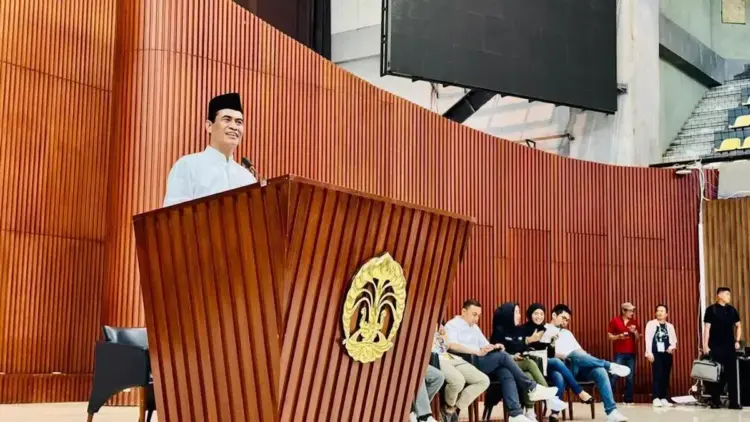 Menteri Pertanian Amran Sulaiman beri sambutan pada Pasar Murah di Universitas Indonesia (UI), Depok. (dok. infopublik)