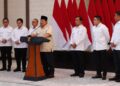 Presiden Prabowo dan jajaran kabinet saat menyampaikan pesan strategis di awal Ramadan. (dok. Tim Media Presiden)