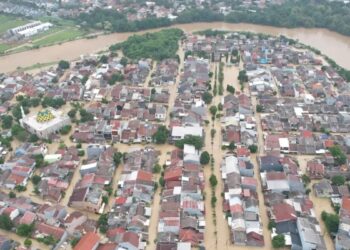 Foto udara banjir di Bekasi. (dok. Antara/BNPB)