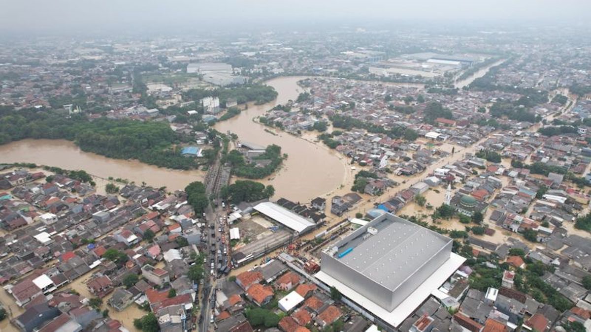 Foto udara banjir Bekasi. (dok. detikcom)