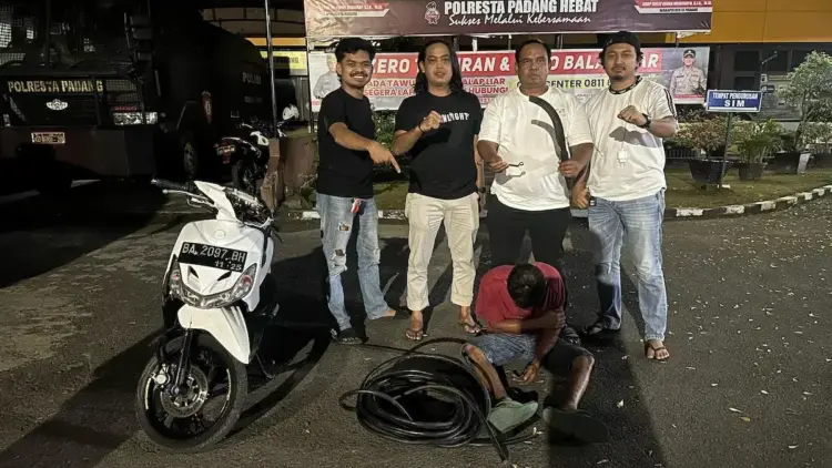 Pencuri kabel tower telekomunikasi di kawasan Koto Tangah diciduk Tim Klewang Polresta Padang. (dok. istimewa)