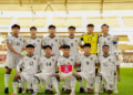 Pemain timnas U-17 Indonesia berpose pada pertandingan melawan Korea Selatan U-17 dalam laga perdana Grup C Piala Asia U-17 2025 di Stadion Prince Abdullah Al Faisal, Jeddah, Arab Saudi, Jumat (4/4/2025). Pertandingan ini dimenangkan Indonesia dengan skor 1-0. (ANTARA/HO-PSSI)