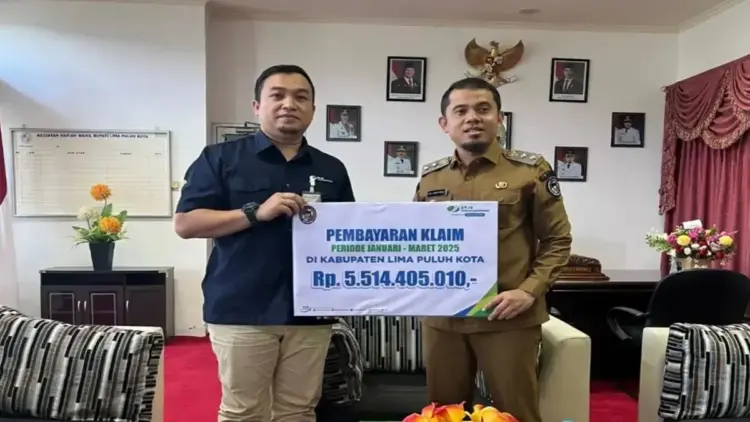 BPJS Ketenagakerjaan Limapuluh Kota membayarkan klaim mencapai Rp5,5 miliar periode Januari-Maret 2025. (Foto: Dok. Ist)