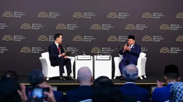 Presiden Prabowo berbicara di Antalya Diplomacy Forum. (Foto: Muchlis Jr - Biro Pers Sekretariat Presiden)