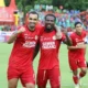 Selebrasi dua pemain Semen Padang FC yang golnya dianulir pada laga melawan PSIS. (dok. MO SPFC)