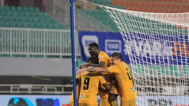 Selebrasi pemain Semen Padang FC usai Bruno Gomes cetak gol kedua. (dok. MO SPFC)