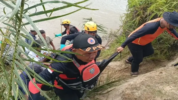 Pencarian Berakhir Tragis, Korban Diterkam Buaya di Pasaman Ditemukan Meninggal Dunia 1 Tim Pos SAR Pasaman, Sumatera Barat saat mengevakuasi jenazah korban terkaman buaya yang ditemukan dalam keadaan meninggal dunia, Rabu (14/5/2025). ANTARA/HO-Pos SAR Pasaman.