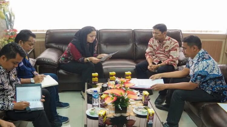 Bupati Annisa Suci Ramadhani (tiga kanan) saat beraudiensi dengan Dinas ESDM Sumbar. Antara/Kominfo Dharmasraya.