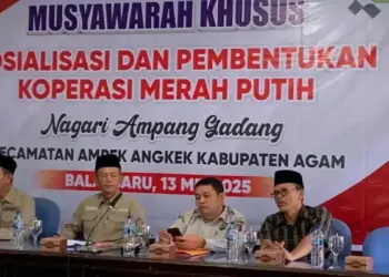 Pemkab Agam Target Pendirian 92 Koperasi Merah Putih Rampung Akhir Mei 10 Sosialisasi dan Pembentukan Koperasi Merah Putih di Nagari Ampang Gadang, Kecamatan Ampek Angkek, Kabupaten Agam, Selasa (13/5). (Dok ANTARA/HO/Zulhefi)