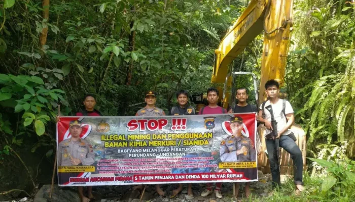 Patroli Satgas Anti Illegal Minning Polres Solsel Amankan Satu Unit Excavator