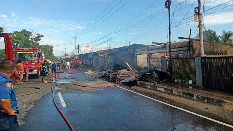 Kebakaran melanda lima petak toko di pinggir Jalan Hamka, Kecamatan Padang Utara, Kota Padang. (dok. Damkar Kota Padang)