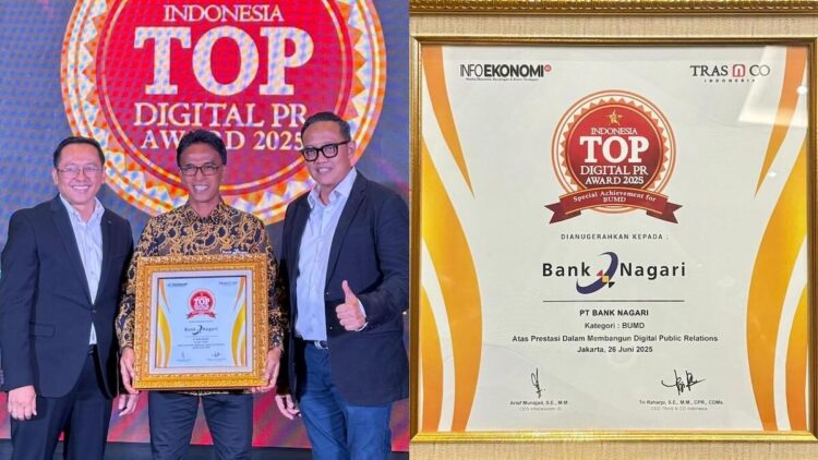 Sukses Bangun Citra Positif, Bank Nagari Raih TOP Digital Public Relation Award 1 Bank Nagari raih Top Digital Public Relations 2025. (dok. istimewa)