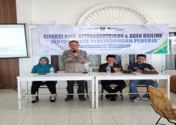 Sosialisasi BRILink dari BRI Dharmasraya dengan BPJS Ketenagakerjaan. (dok. istimewa)