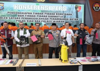Polda RIau tangkap 46 pelaku kejahatan kehutanan. (dok. istimewa)