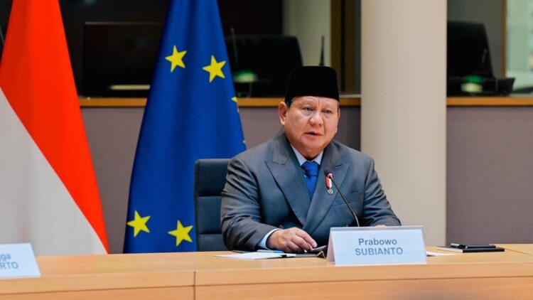 Presiden Prabowo saat pertemuan dengan Uni Eropa. (dok. PCO)