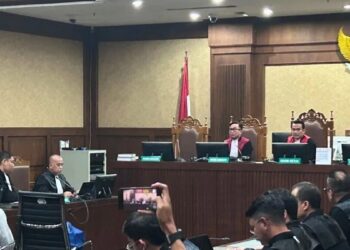 Sidang vonis kasus korupsi impor gula dengan tersangka Tom Lembong. (dok. Antara)