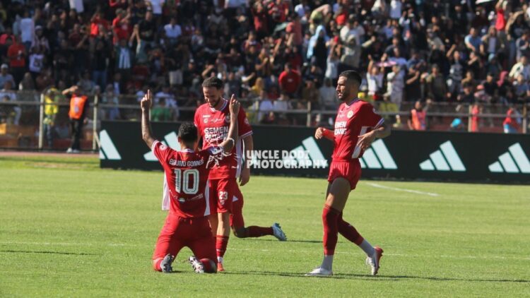 Semen Padang FC Ditahan Imbang 1-1 oleh PSM Makassar di GHAS 1 Selebrasi Bruno Gomes usai cetak gol ke gawang PSM. (Dodi Kurniawan for Radarsumbar)