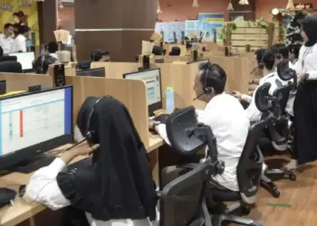 Suasana di kantor contact center (CC) PLN 123. (dok. istimewa)