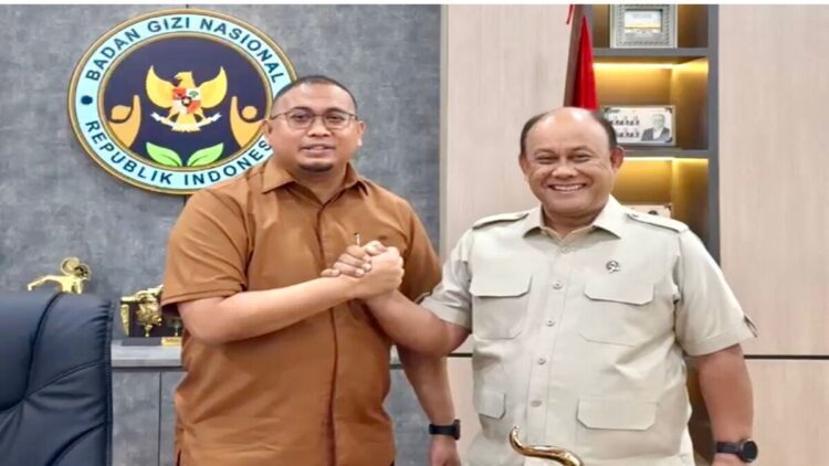 Wakil Ketua Komisi VI DPR RI dari Fraksi Gerindra Andre Rosiade bertemu Kepala Badan Gizi Nasional (BGN) Prof Dadan Hindayana di kantornya, Jumat (12/9/2025). (Foto: Ist)