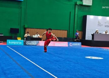 Atlet wushu Sumbar Muhammad Ariefin di Nanquan Senior Male. (dok. Humas KONI)