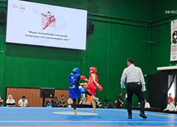 Atlet Sumbar yang bertarung di hari pertama laga cabor wushu PON Beladiri 2025. (dok. Humas KONI)