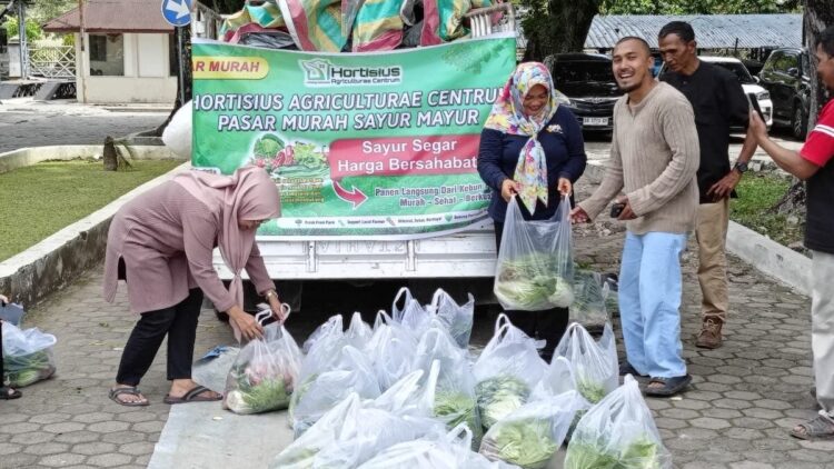 Ratusan Paket Sayur Petani Milenial Ludes Terjual di Kantor Gubernur Sumbar 1 Pasar murah sayur dari petani milenial Sumbar. (dok. adpsb)