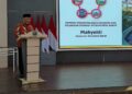 Gubernur Mahyeldi beri sambutan pada acara dengan Bank Syariah. (dok. adpsb)