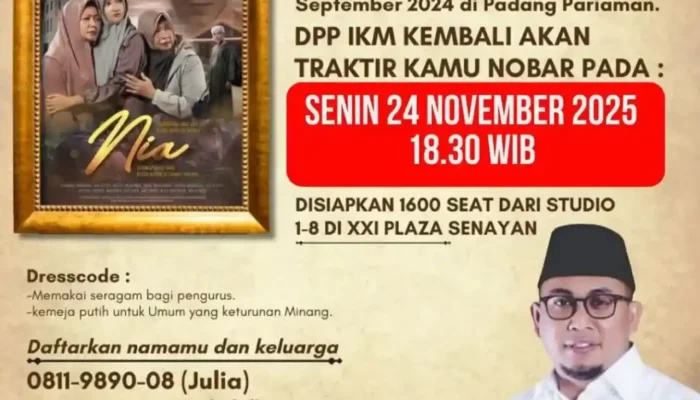 Andre Rosiade: IKM Traktir Warga Minang Nonton Gratis Film “Nia” di Plaza Senayan