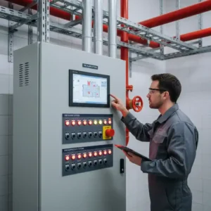 Panel kontrol terintegrasi dengan fire suppression system