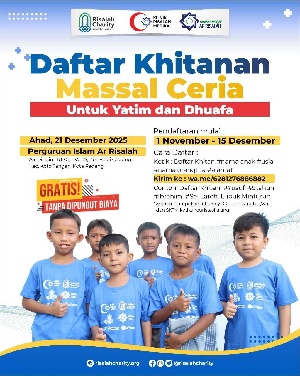Ar Risalah Padang Gelar Khitanan Massal Ceria untuk Yatim dan Dhuafa 2 khitanan massal ar risalah