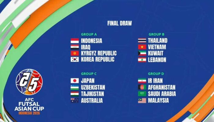 Timnas Futsal Indonesia Masuk Grup A Piala Asia 2026, Laga Pembuka vs Korea Selatan