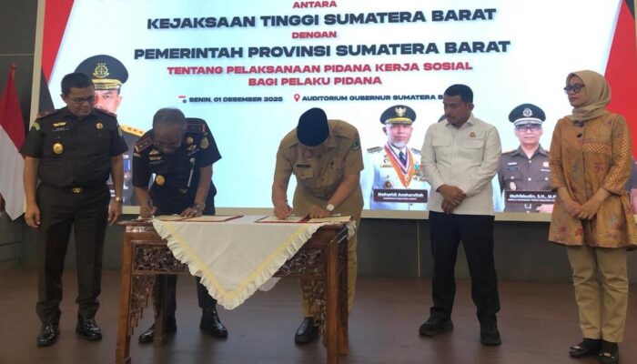 Pelaku Tindak Pidana Bakal Dihukum Kerja Sosial, Pemprov Sumbar dan Kejari Sudah Teken MoU
