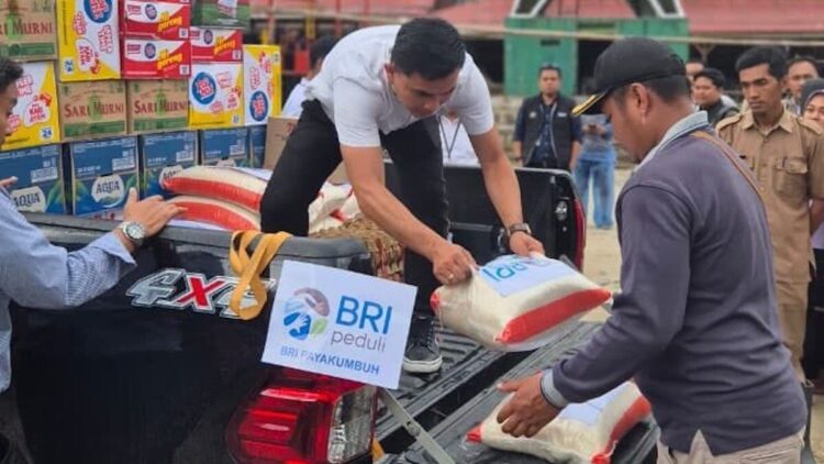 Penyerahan bantuan BRI Payakumbuh untuk masyarakat terdampak banjir di Limapuluh Kota. (dok. istimewa)
