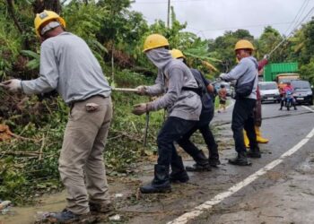 Petugas PLN berusaha memulihkan jaringan listrik di Lembah Gumanti, Kabupaten Solok. (dok. istimewa)