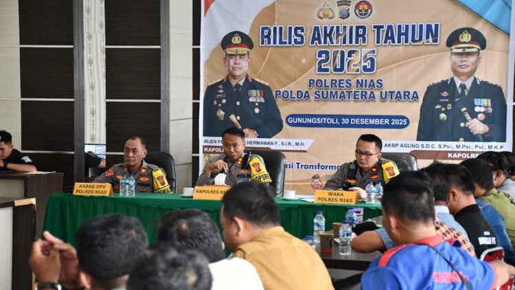 Rilis akhir tahun Polres Nias 2025. (dok. istimewa)