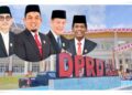 Pimpinan DPRD Padang (dari kiri ke kanan, Mastilizal Aye, Muharlion, Osman Ayub, dan Jupri). (Foto: Ist)