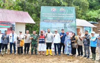 Peletakan batu pertama pembangunan huntap korban banjir bandang di kawasan Kampung Talang, Kecamatan Pauh, Kota Padang. (dok. istimewa)