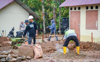 Pembangunan huntap di Kampung Talang pakai Sepablock. (dok. istimewa)