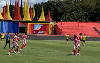 Selebrasi pemain PSP usai mencetak gol ke gawang PSLA. (dok. istimewa)