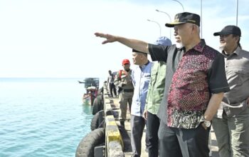 Gubernur Mahyeldi mengecek kondisi Pelabuhan Teluk Tapang. (dok. istimewa)