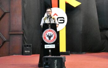 Sekper PT Semen Padang Win Bernadino beri sambutan saat pembukaan iven SOIna Sumbar. (dok. istimewa)